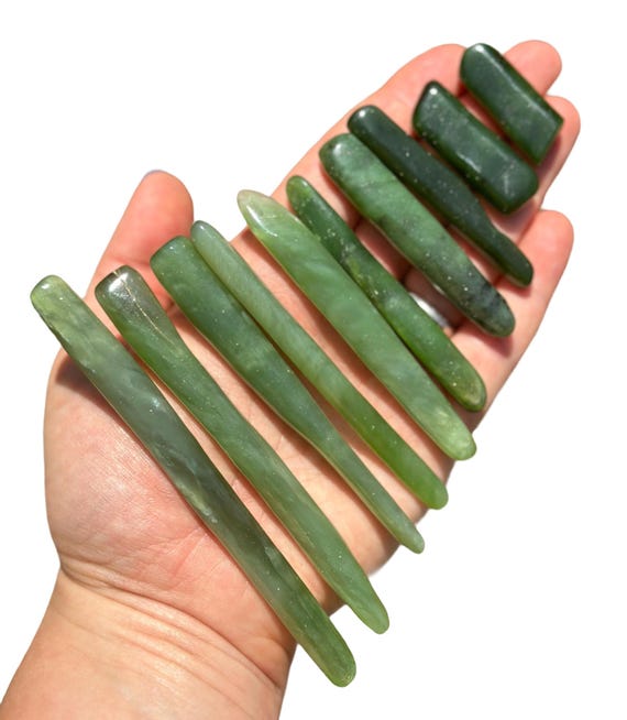 Siberian Jade Stick - Grade A - Polished Nephrite Jade Crystal Stick - Mini Siberian Jade Gemstone Wand - Nephrite Jade From Siberia