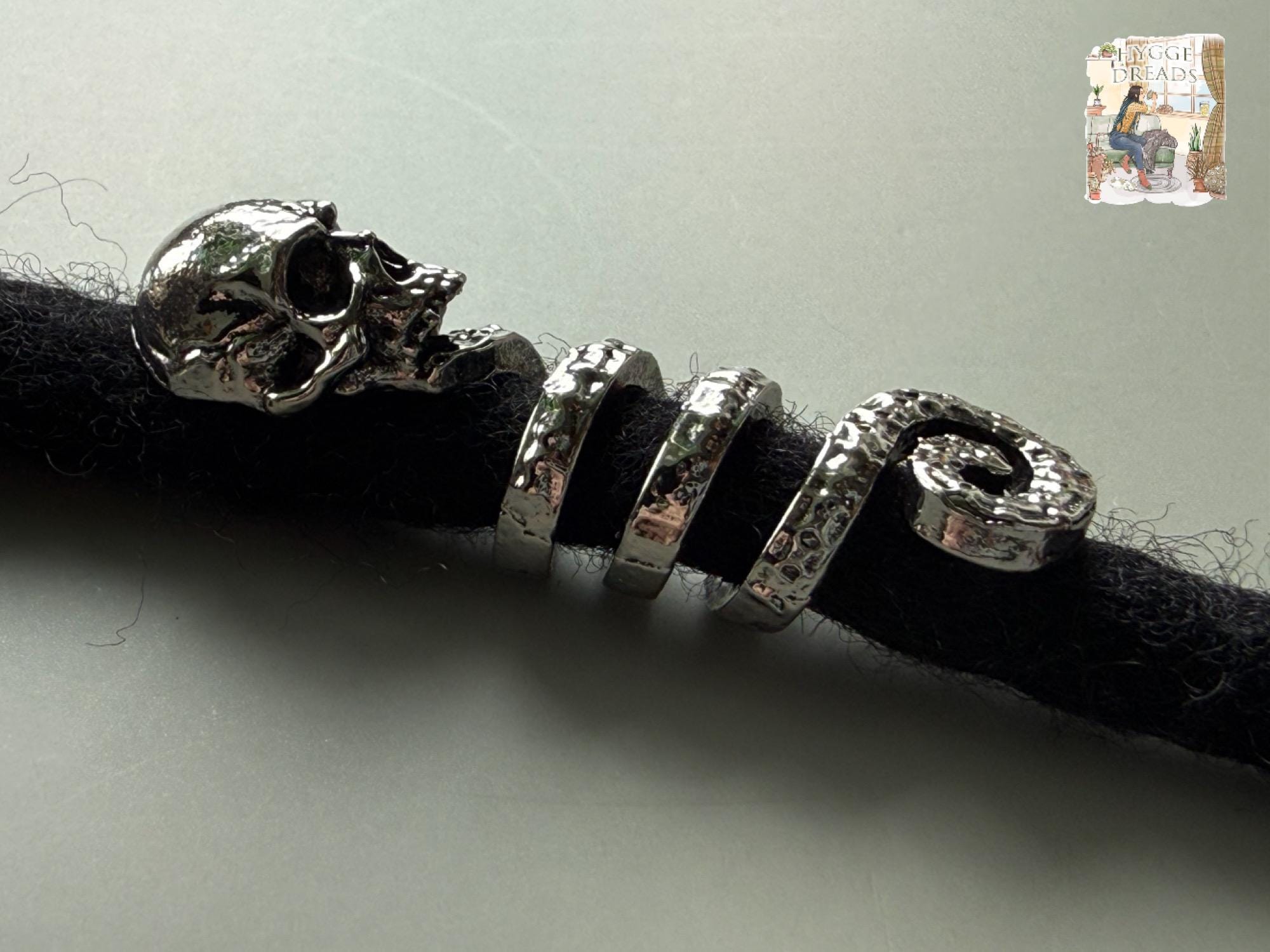 Gothic Silver Skull Spiral Bead (fits Medium Dreads And Thick Beards) Gothic Silver Skull Spiral Bead (fits Medium Dreads And Thick Beards)