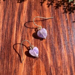 Small Amethyst Heart Earrings Small Amethyst Heart Earrings