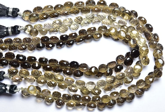 7.5 Inches - Natural Faceted  Smoky Quartz Onion Briolettes - Size Is 5-6.5 Mm #1555