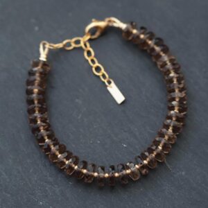 Smoky quartz Bracelet, Beaded Smoky quartz  Gemstone Stacking Jewelry [EBSP1634 ] Delicate Faceted Small Beads |  Smoky quartz