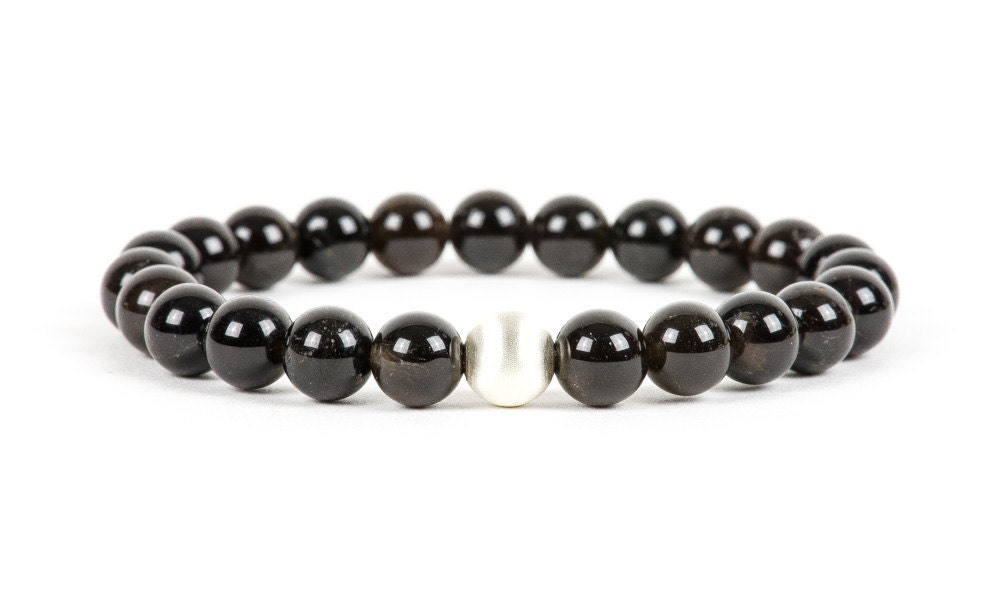 Black Morion Bracelet, Handmade Gemstone Jewelry, Smoky Quartz Bracelet