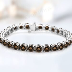 Brown Smoky Quartz Bracelet For Women Unique Tennis Bracelet Vintage Smoky Quartz Wedding Bracelet Antique Handmade Bracelet Gift For Her