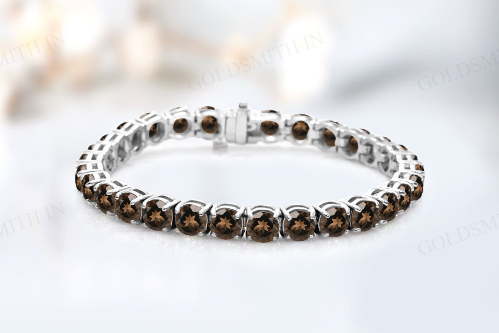 Brown Smoky Quartz Bracelet For Women Unique Tennis Bracelet Vintage Smoky Quartz Wedding Bracelet Antique Handmade Bracelet Gift For Her