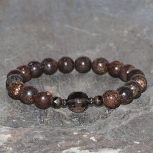 Chunky Bronzite And Smoky Quartz Beaded Bracelet, 8mm Bronzite, 10mm Faceted Brown Quartz, Gemstone Bracelet, Gift, Czech Crystals, Bronze Chunky Bronzite And Smoky Quartz Beaded Bracelet, 8mm Bronzite, 10mm Faceted Brown Quartz, Gemstone Bracelet, Gift, Czech Crystals, Bronze