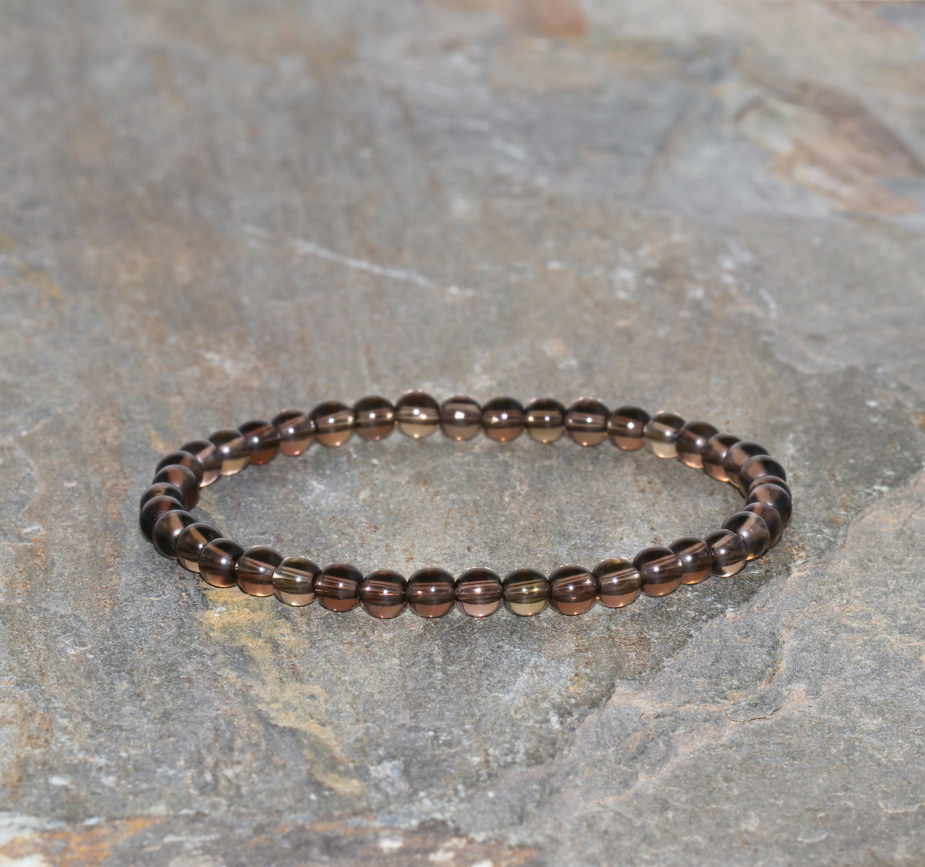 Chunky Smoky Quartz Bracelet Grade A 4mm Dark Smoky Quartz Gemstone Bracelet Natural Smoky Quartz Bracelet Dark Brown Quartz Gift Bracelet