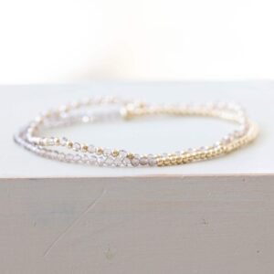Dainty Smoky Quartz Stretch Bracelets - Single Bracelet OR Set of Two Dainty Smoky Quartz Stretch Bracelets - Single Bracelet OR Set of Two