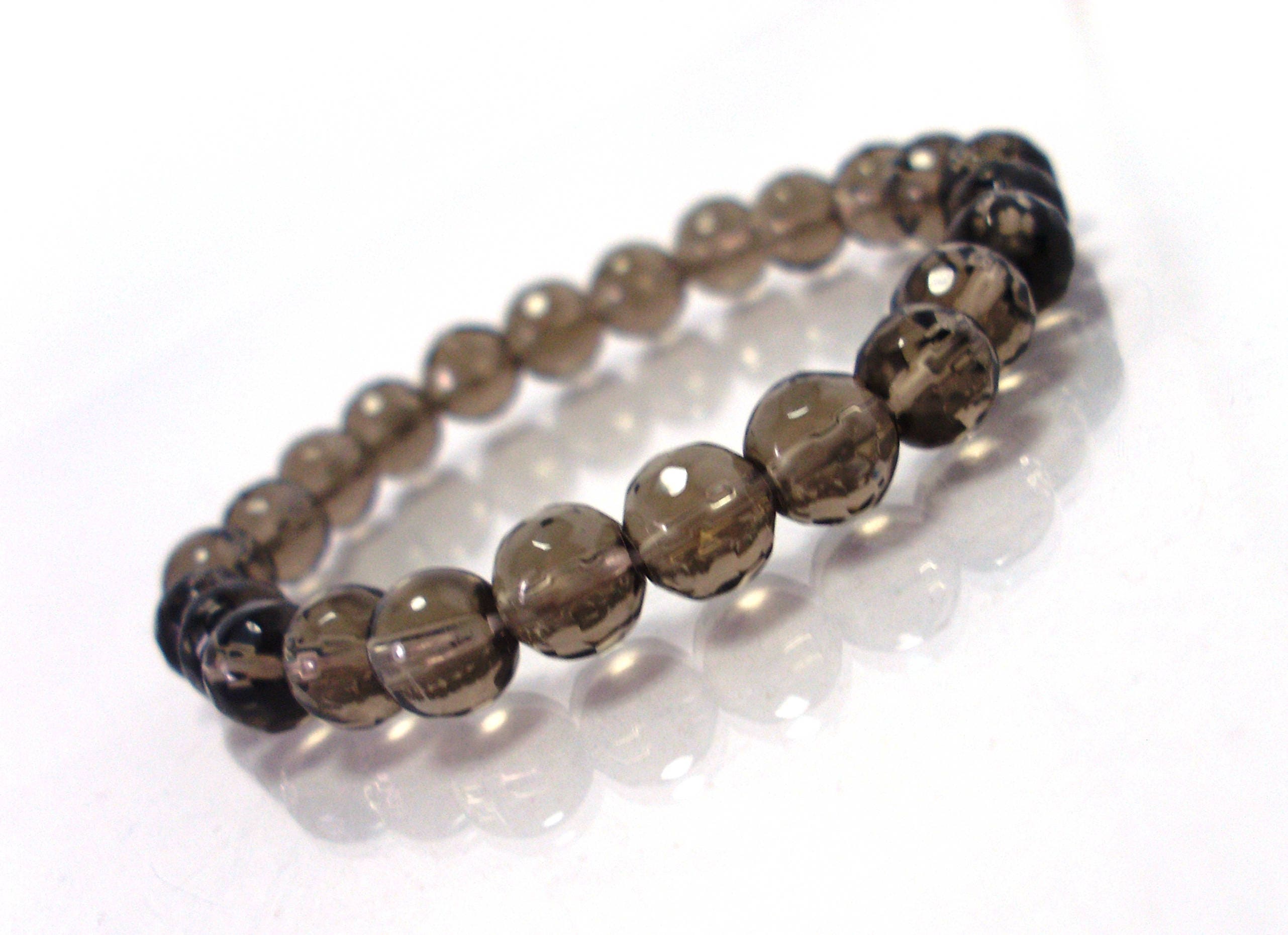 Smoky Quartz Bracelet Faceted 8mm, Natural Gemstone Bracelet, Women Men Stretch Beaded Bracelet, Genuine Healing Crystal Bracelet + Gift Bag Smoky Quartz Bracelet Faceted 8mm, Natural Gemstone Bracelet, Women Men Stretch Beaded Bracelet, Genuine Healing Crystal Bracelet + Gift Bag