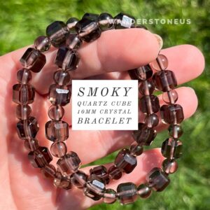 Smoky Quartz Bracelet | Faceted Cube Bracelet | Luxury Crystal Bracelet | Crystal Beaded Bracelet | Genuine Crystal Bracelet Smoky Quartz Bracelet | Faceted Cube Bracelet | Luxury Crystal Bracelet | Crystal Beaded Bracelet | Genuine Crystal Bracelet