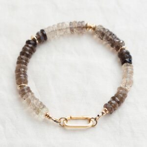 Faceted Smoky Quartz Bracelet | Ombre Smoky Quartz Bracelet | [EBSP1305] Carabiner gemstone bracelet  | smoky quartz | AAAA+ smoky quartz
