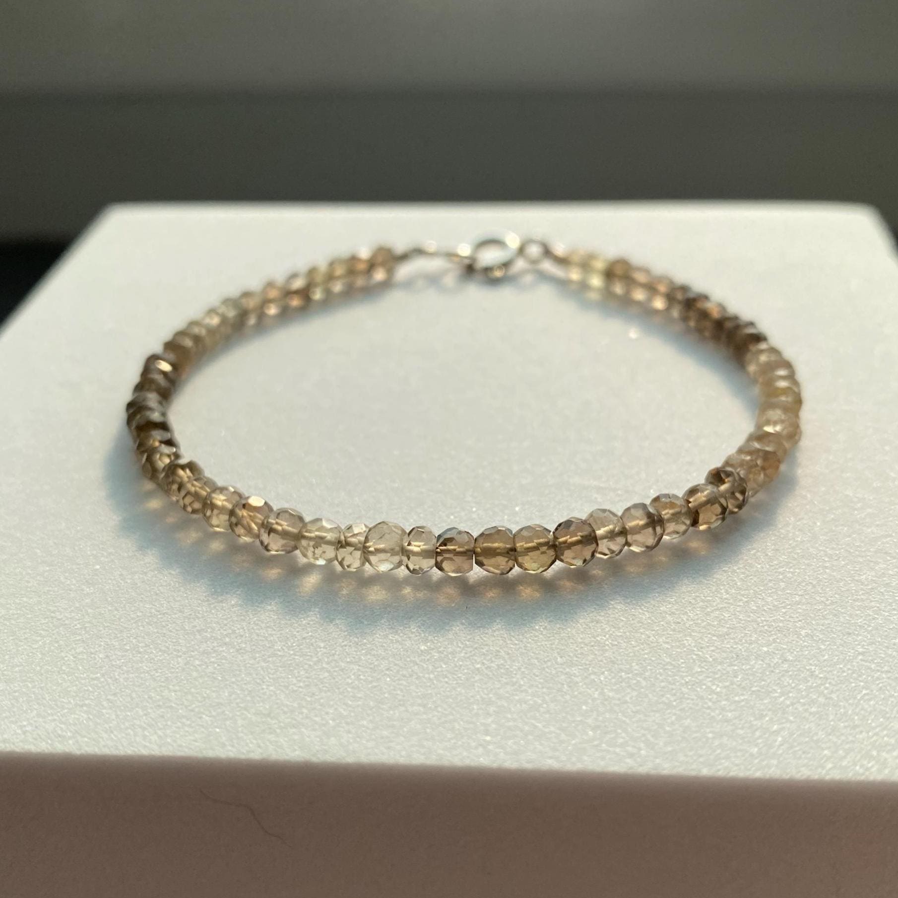 Fine Bracelet Smoky Quartz Unique Gift For Her Or Him Ombre Brown Natural Gemstone Faceted Shaded Stone Friend Gift Ddp Us Paid