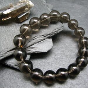 Smoky Quartz Genuine Bracelet ~ 7 Inches ~ 12mm Round Beads Smoky Quartz Genuine Bracelet ~ 7 Inches ~ 12mm Round Beads