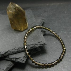 Smoky Quartz Genuine Bracelet ~ 7 Inches ~ 4mm Round Beads Smoky Quartz Genuine Bracelet ~ 7 Inches ~ 4mm Round Beads