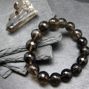 Smoky Quartz Genuine Bracelet ~ 7 Inches ~ 12mm Facetted Beads Smoky Quartz Genuine Bracelet ~ 7 Inches ~ 12mm Facetted Beads