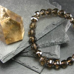 Smoky Quartz Genuine Bracelet ~ 7 Inches ~ 8mm Facetted Beads Smoky Quartz Genuine Bracelet ~ 7 Inches ~ 8mm Facetted Beads