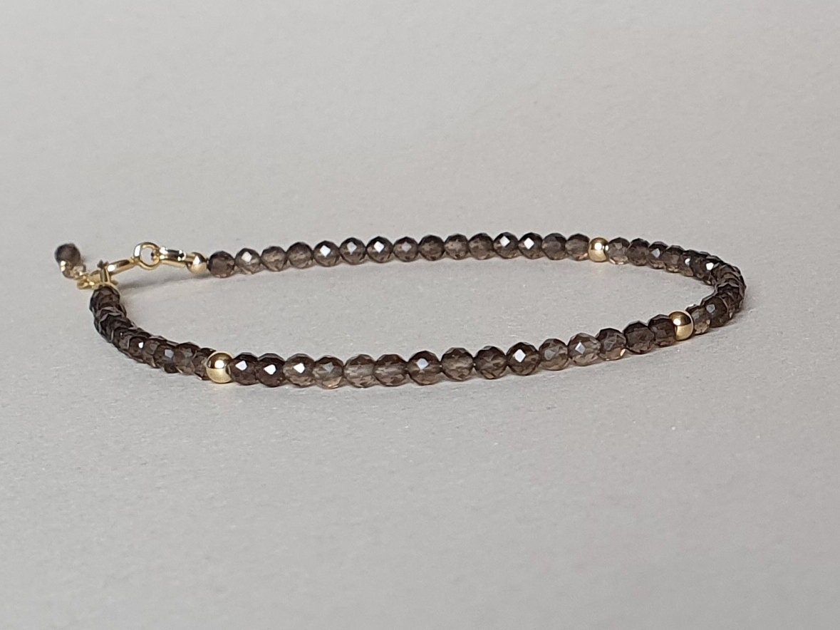 Smoky Quartz Bracelet: Gold Filled Gemstone Stacking Bracelet Smoky Quartz Bracelet: Gold Filled Gemstone Stacking Bracelet
