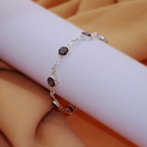 Smoky Quartz Bracelet: Handmade 925 Sterling Silver Adjustable Chain Smoky Quartz Bracelet: Handmade 925 Sterling Silver Adjustable Chain