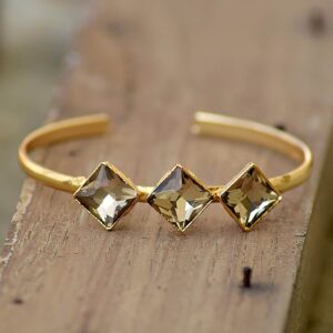 Smoky Quartz Hydro Cuff Bracelet: Brass, Gemstone Statement Jewelry Smoky Quartz Hydro Cuff Bracelet: Brass, Gemstone Statement Jewelry