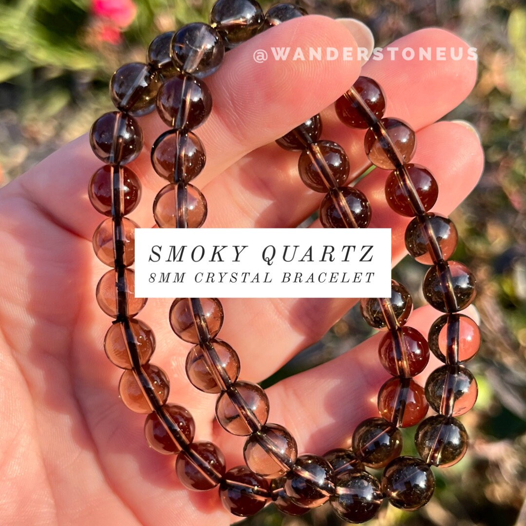 Smoky Quartz Bracelet | Luxury Crystal Bracelet | Crystal Beaded Bracelet | Genuine Crystal Bracelet 10mm