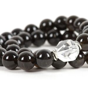 Morion Quartz Bracelet, Smoky Quartz Gemstone Stretch Handmade Jewelry, Statement Gemstone Jewelry Morion Quartz Bracelet, Smoky Quartz Gemstone Stretch Handmade Jewelry, Statement Gemstone Jewelry