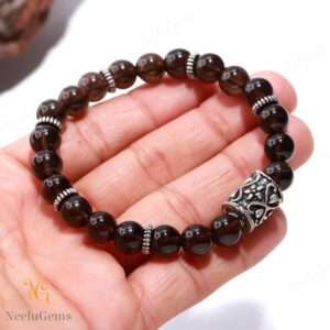 Natural Smoky Quartz Bracelet 8mm Dark Crystal Healing Jewelry For Anxiety & Stress Relief Grounding Gemstone Beads Unisex Gift For Him Her