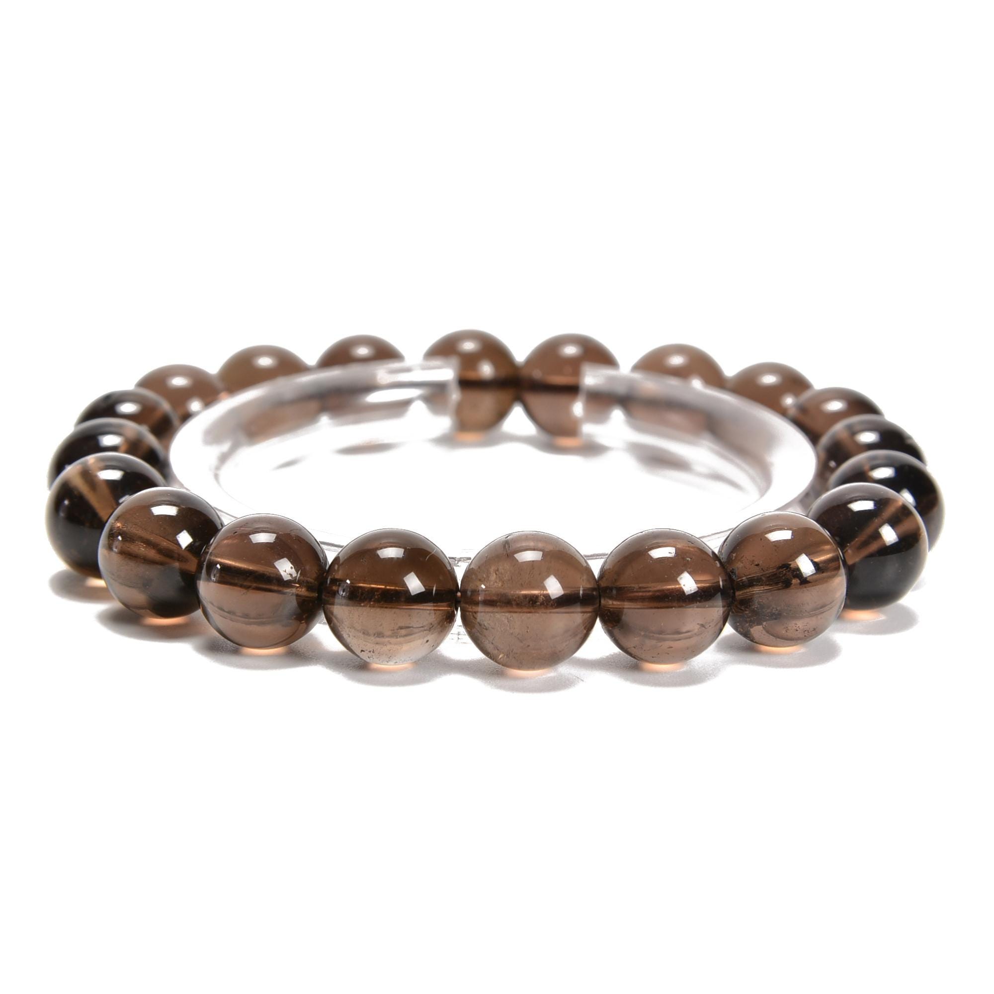 Natural Smoky Quartz Smooth Round Beaded Bracelet Size 8mm 10mm 7.5'' Length