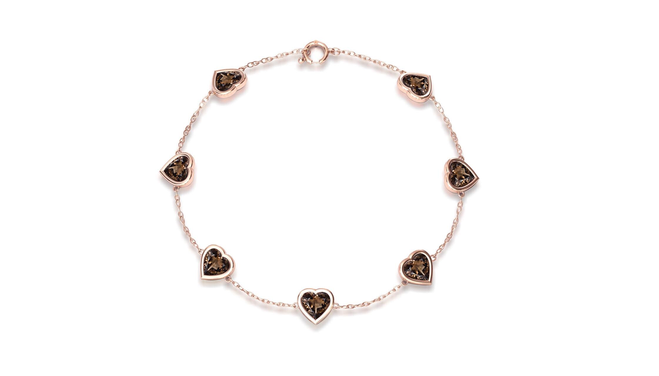 Natural Smoky Quartz Wedding Bracelet 925 Sterling Smoky Gemstone Bracelet Unique Heart Shape Bracelet Elegant Smoky Quartz Chain Bracelet Natural Smoky Quartz Wedding Bracelet 925 Sterling Smoky Gemstone Bracelet Unique Heart Shape Bracelet Elegant Smoky Quartz Chain Bracelet