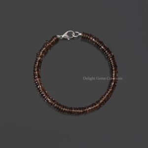 Natural Smoky Quartz Wheel Shape Beaded Bracelet, 6-6.5 Mm Smoky Quartz Tire/tyre Rondelle Bead Bracelet, Brown Beads Bracelet, Gift For Her Natural Smoky Quartz Wheel Shape Beaded Bracelet, 6-6.5 Mm Smoky Quartz Tire/tyre Rondelle Bead Bracelet, Brown Beads Bracelet, Gift For Her