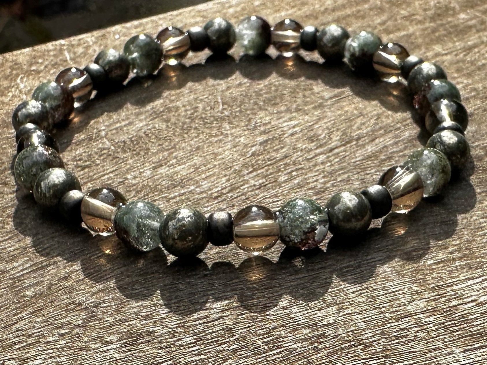 Phantom Quartz, Pyrite And Smoky Quartz Healing Stone Bracelet Or Anklet!