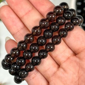 Smoky Quartz Bracelet | 6-12mm | - No. 794 (polished Brown Crystal Jewelry, Root Chakra, Grounding)