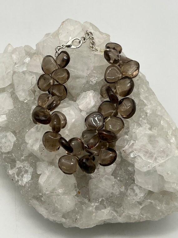 Smokey Quartz Beaded Bracelet- 7-8”
