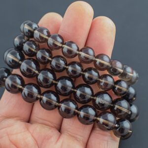Smokey Quartz Bracelet Round Size 10mm And 12mm - Handmade In Usa Natural Gemstone Crystal Bracelets - Handmade Jewelry - Approx. 7.5"- Lgs Smokey Quartz Bracelet Round Size 10mm And 12mm - Handmade In Usa Natural Gemstone Crystal Bracelets - Handmade Jewelry - Approx. 7.5"- Lgs