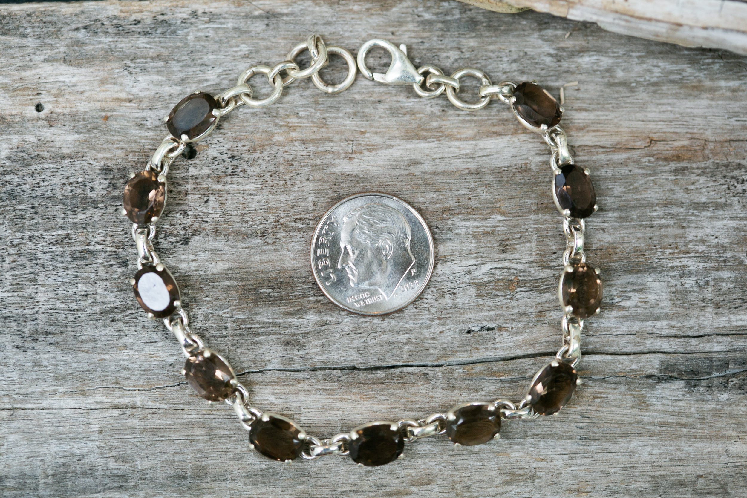 Smoky Quartz Bracelet - Sterling Silver Gemstone Bracelet