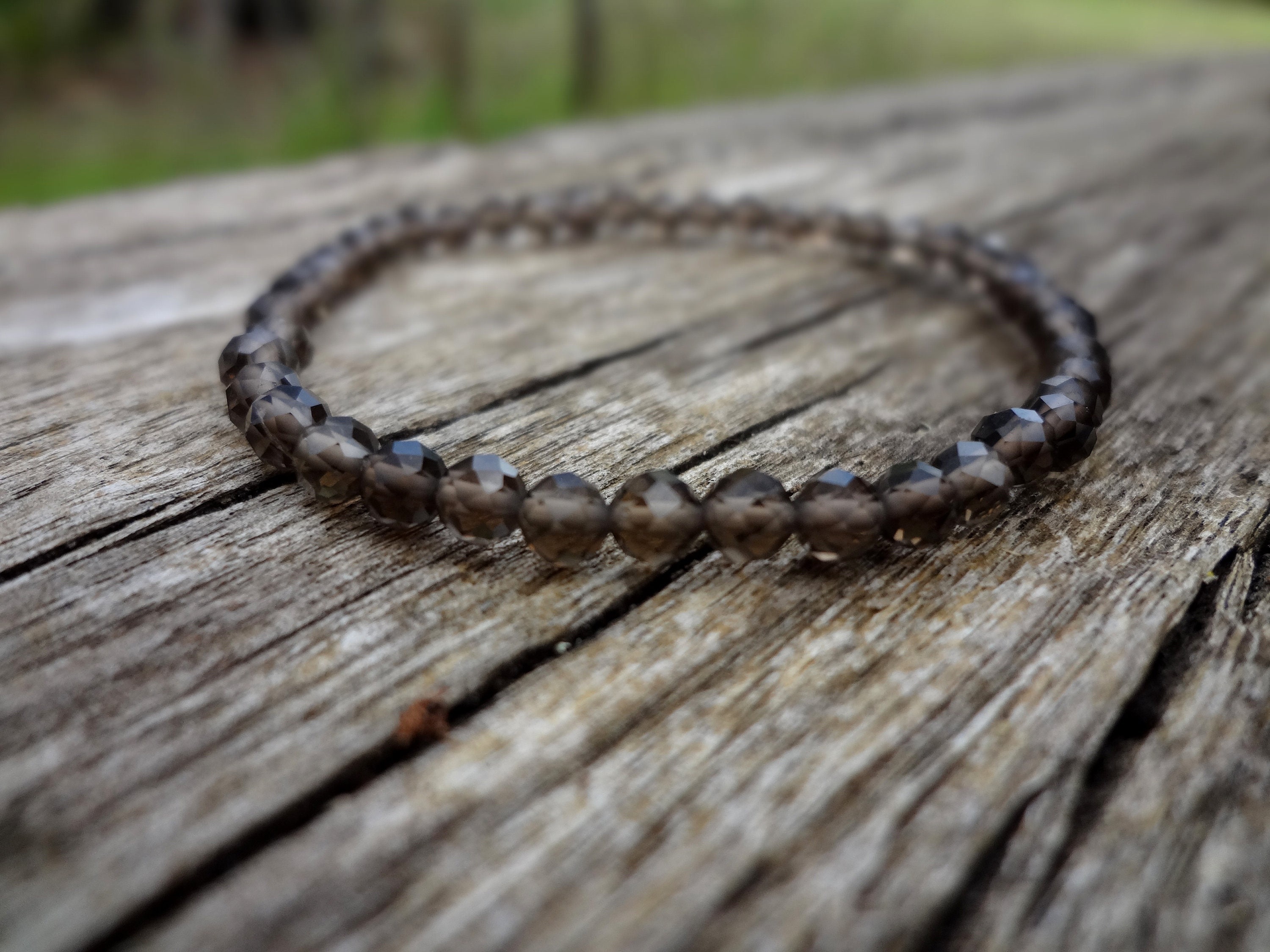 Smoky Quartz Bracelet. Tiny Faceted Natural Brown Gemstone Bracelet Handmade In Australia By Miss Leroy.