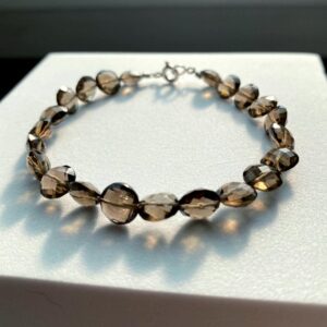 Bracelet smoky Quartz unique gift for her round faceted beads natural smoky brown gemstone modern special cut handmade jewelry DDP US paid Bracelet smoky Quartz unique gift for her round faceted beads natural smoky brown gemstone modern special cut handmade jewelry DDP US paid