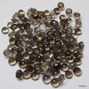 10 Pcs Smoky Quartz 3mm Rose Cut Round Cabochon Gemstones