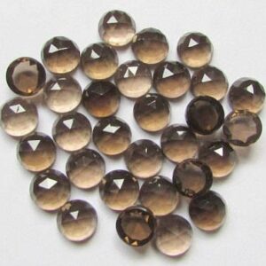 10 Pcs Smoky Quartz 5mm Round Rose Cut Cabochons: Aaa Quality