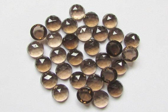 10 Pcs Smoky Quartz 5mm Round Rose Cut Cabochons: Aaa Quality