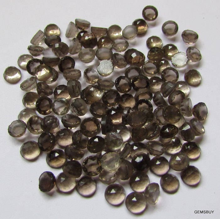 10 Pcs Smoky Quartz 3mm Rose Cut Round Cabochon Gemstones