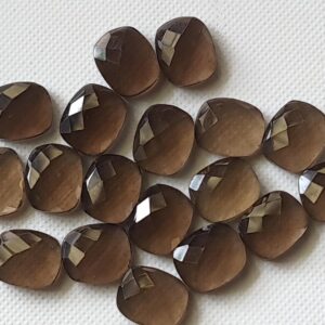 10x12mm Smoky Quartz Oval Flat Back Cabochons, Checkered Cabochon, Loose Smoky Quartz Cabochons For Jewelry (5pcs To 10 Pcs Option) - Psg348