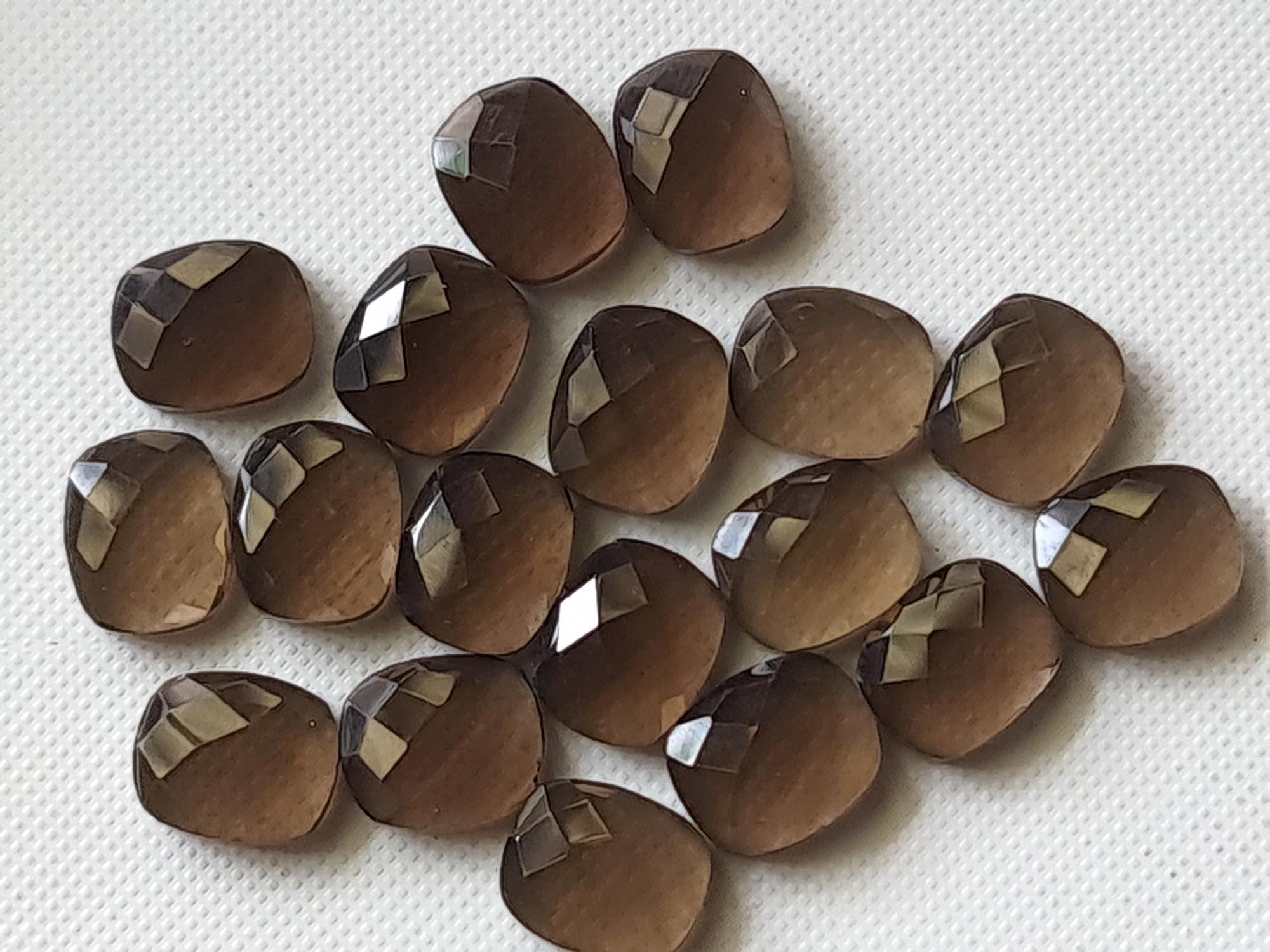 10x12mm Smoky Quartz Oval Flat Back Cabochons, Checkered Cabochon, Loose Smoky Quartz Cabochons For Jewelry (5pcs To 10 Pcs Option) - Psg348