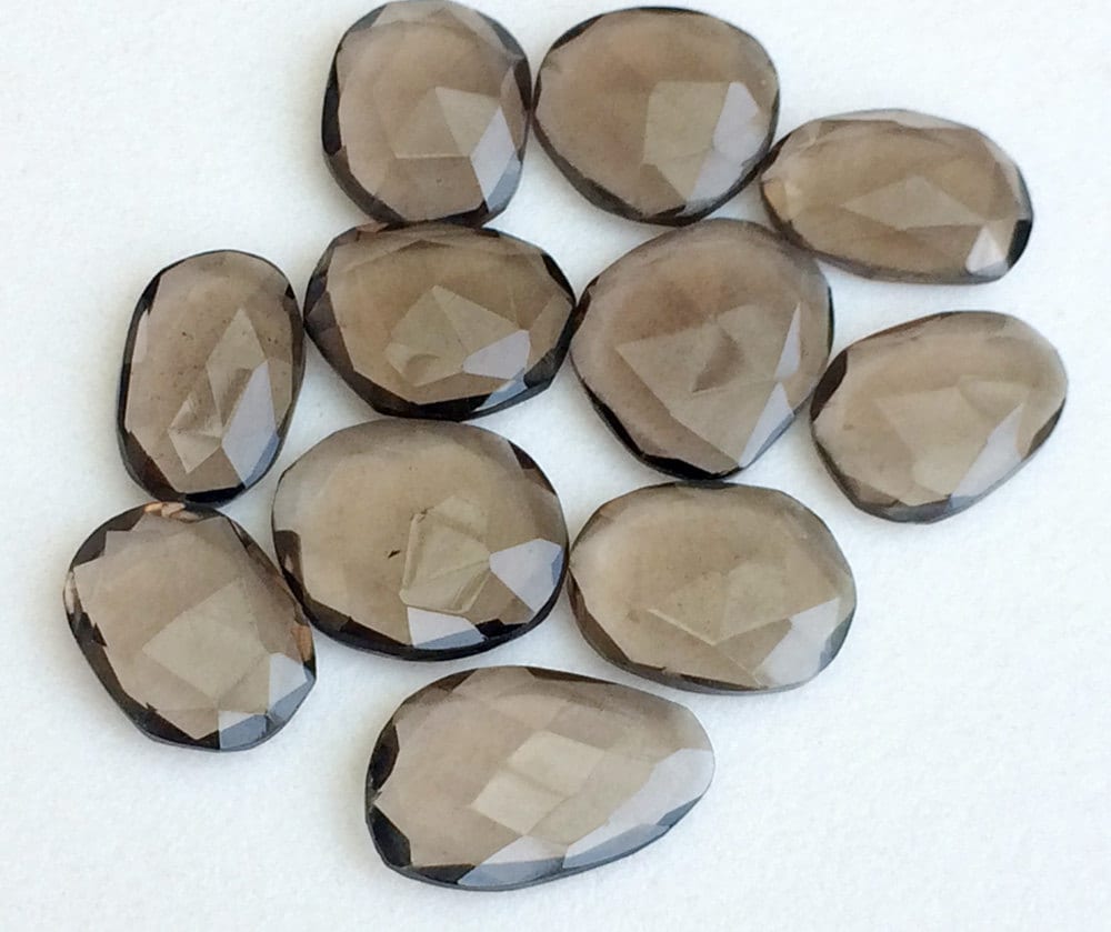 12-18mm Smoky Quartz Cabochons, Smoky Quartz Rose Cut Cabs, Loose Smoky Quartz Gems For Jewelry (5pcs To 10pcs Options) - Ks3170 12-18mm Smoky Quartz Cabochons, Smoky Quartz Rose Cut Cabs, Loose Smoky Quartz Gems For Jewelry (5pcs To 10pcs Options) - Ks3170