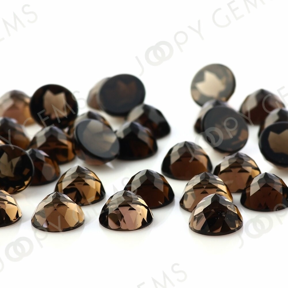 Smoky Quartz Rose Cut Cabochon 8mm Round - Per Stone