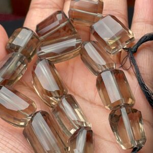 14 Pieces- Beautiful Natural Smoky Quartz Faceted Nuggets Gemstone Beads, Big Size Fancy Shape Beads Strand For Making Jewelry & Craft- Gift