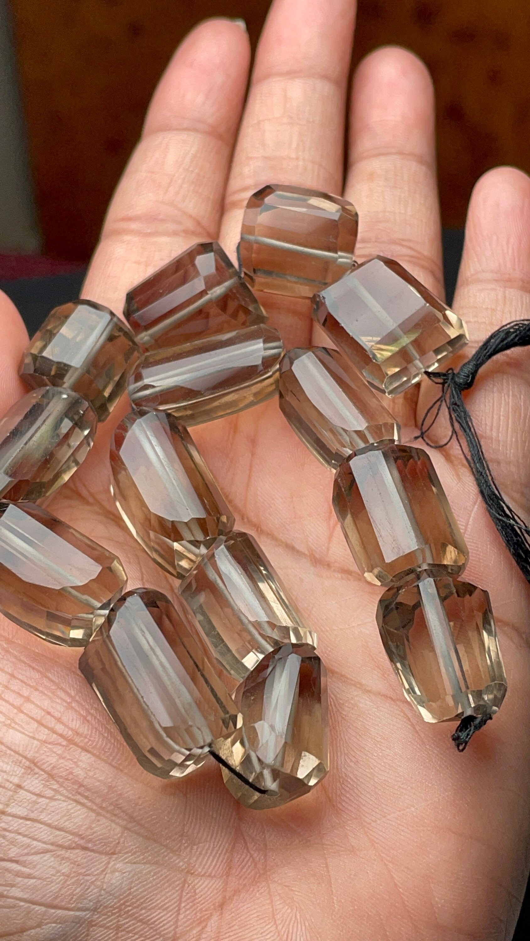 14 Pieces- Aaa Natural Smoky Quartz | Faceted Nuggets Gemstone Beads | Big Size Fancy Shape Beads Strand | For Making Jewelry & Craft- Gift