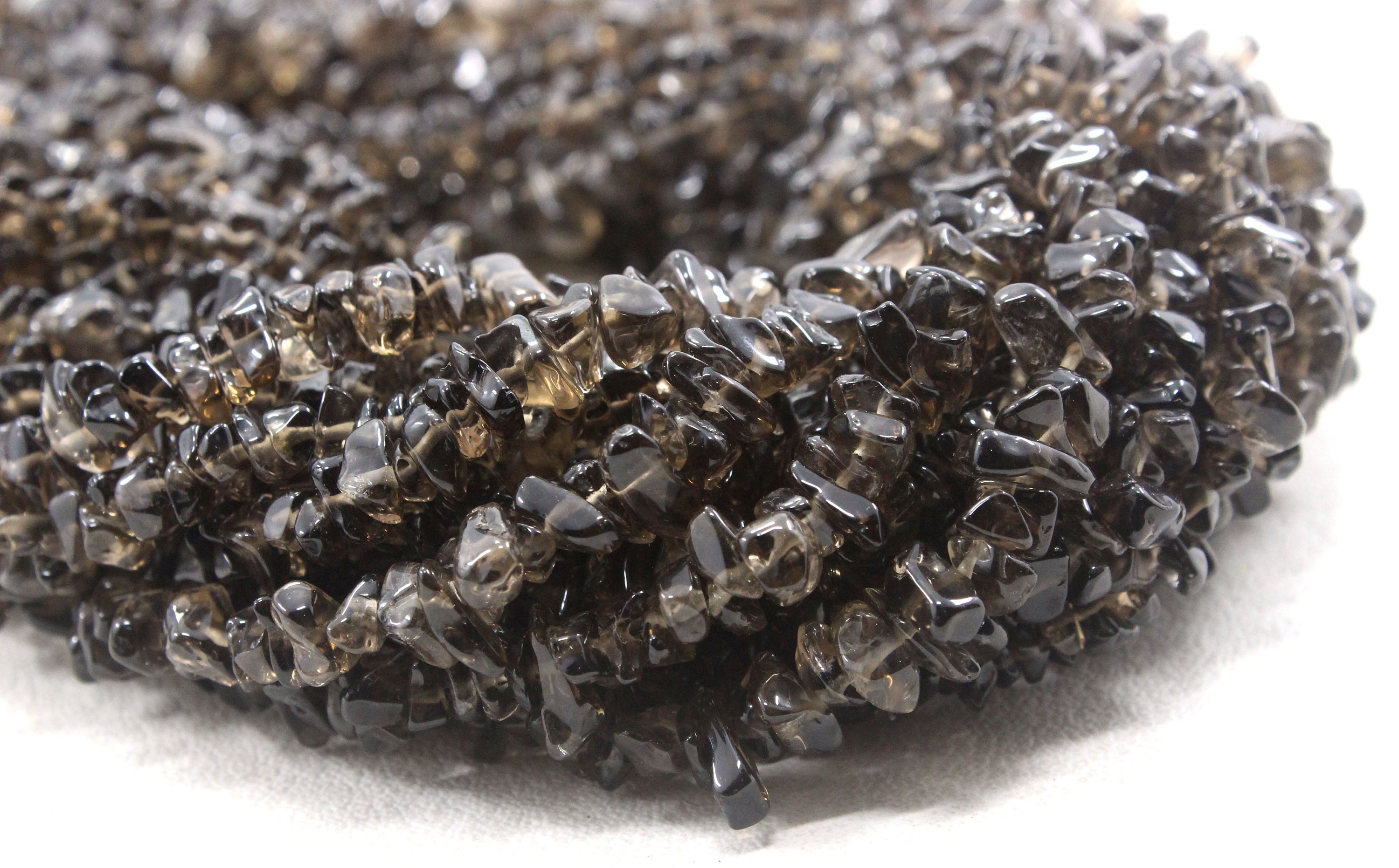 16" Smoky Quartz Beads: 6-8mm Uncut Chips, Jewelry Making