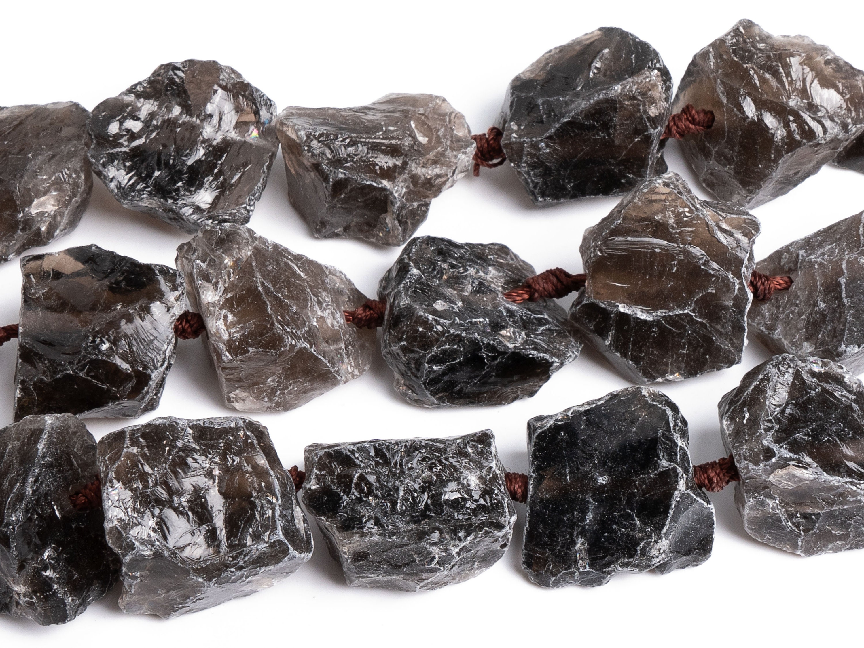 18x21mm-23x29mm Black Raw Smoky Quartz Stone Grade Aaa Genuine Natural Gemstone Full Strand Free Form Chunks Loose Beads 15" (125954-1320)