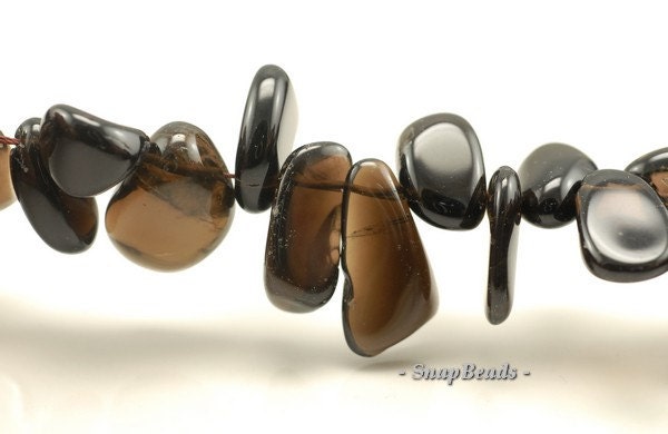 20x15-12x5mm Smoky Quartz Gemstone Pebble Nugget Loose Beads 7 Inch Half Strand (90191416-b7-513)