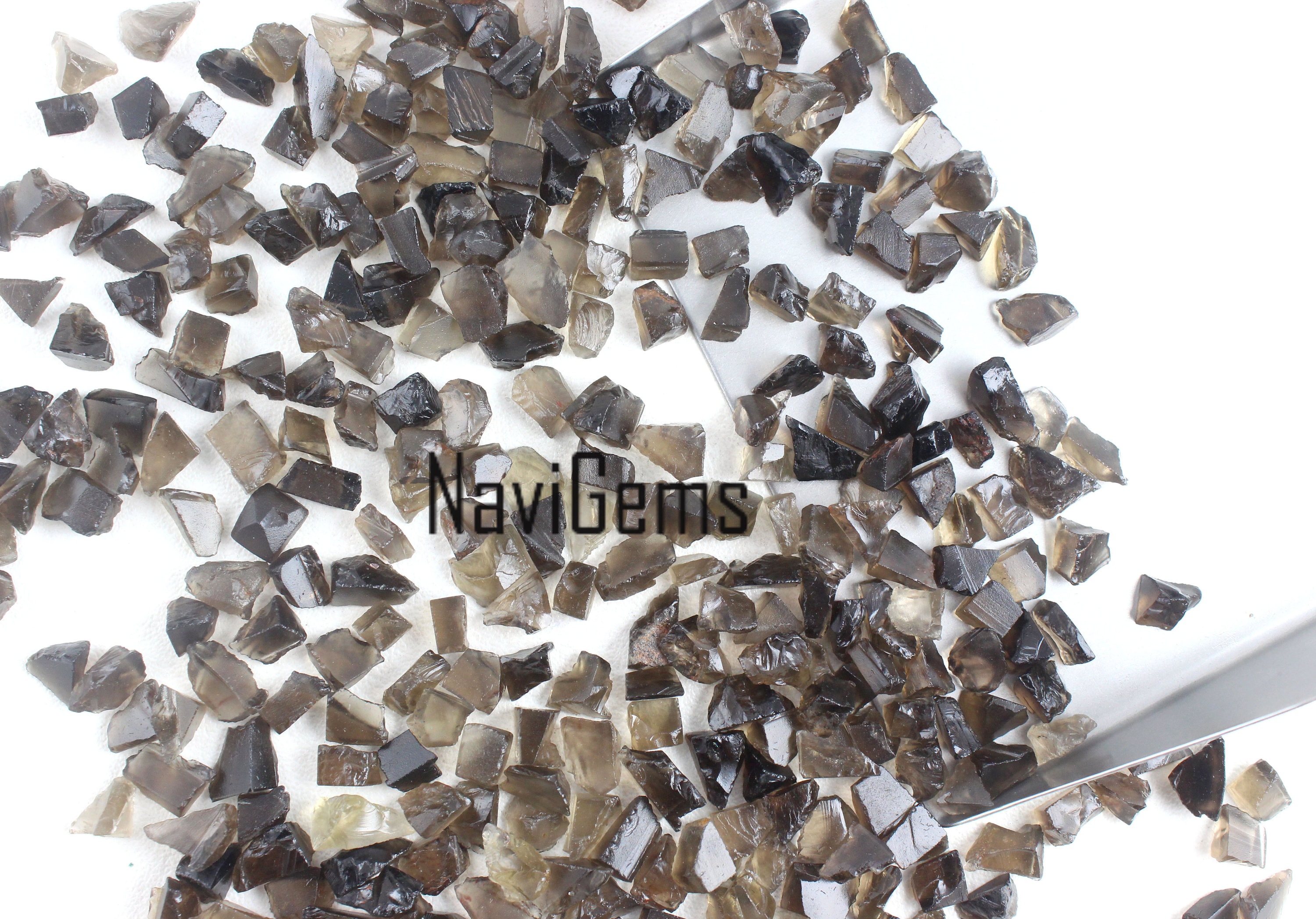 50 Natural Smoky Quartz Rough Gemstones: Undrilled, 6-8mm