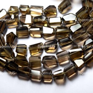 7 Inch Strand, Natural Smoky Quartz Faceted Nuggets  Shape Size 10-12mm
